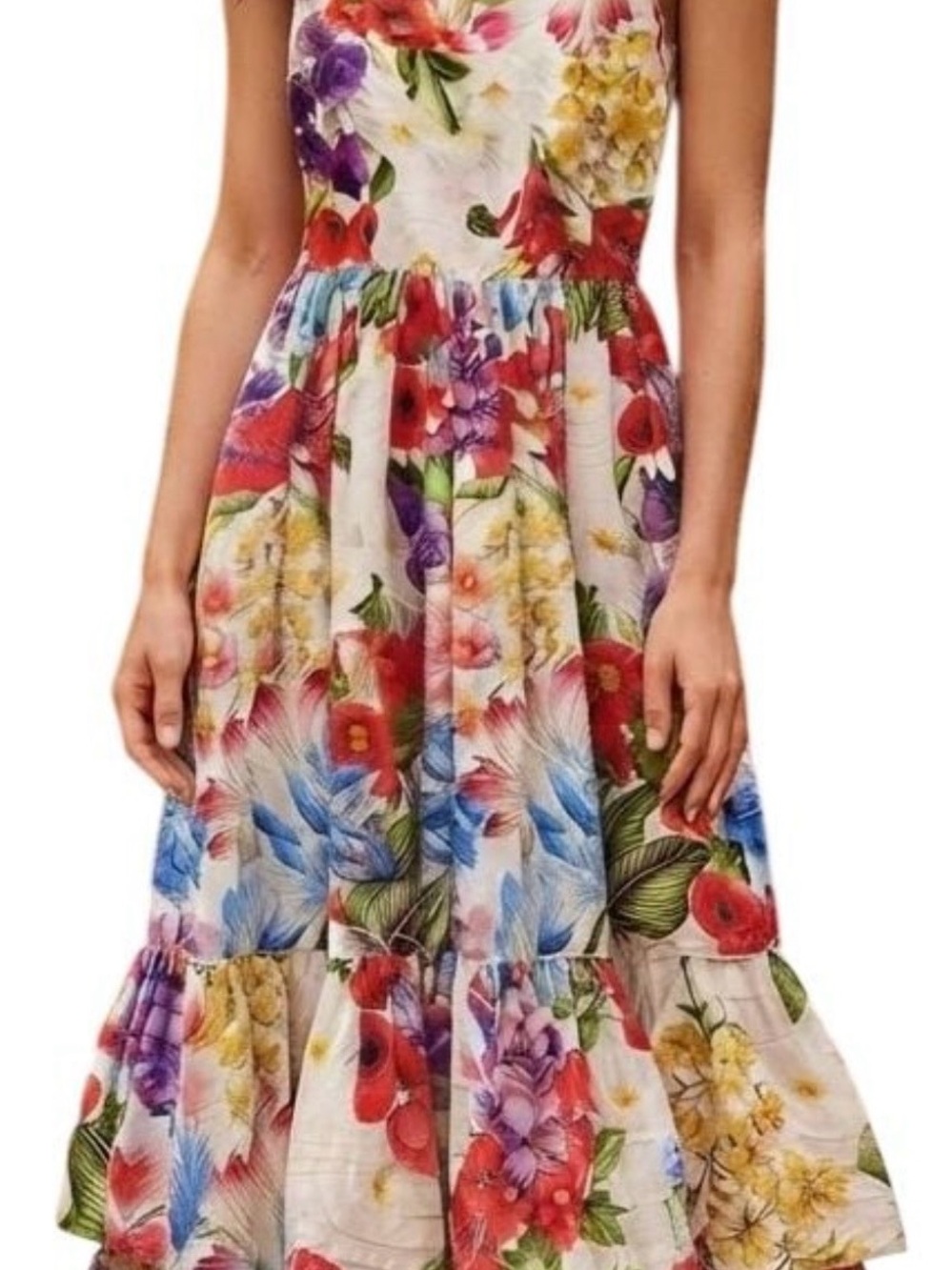 Luisa Positano Linen XS Dress. MIDI with ruffles, vacation Italian Sundress.